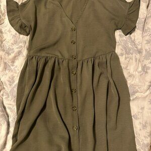 Maurices Khaki Button-Front Mini Dress